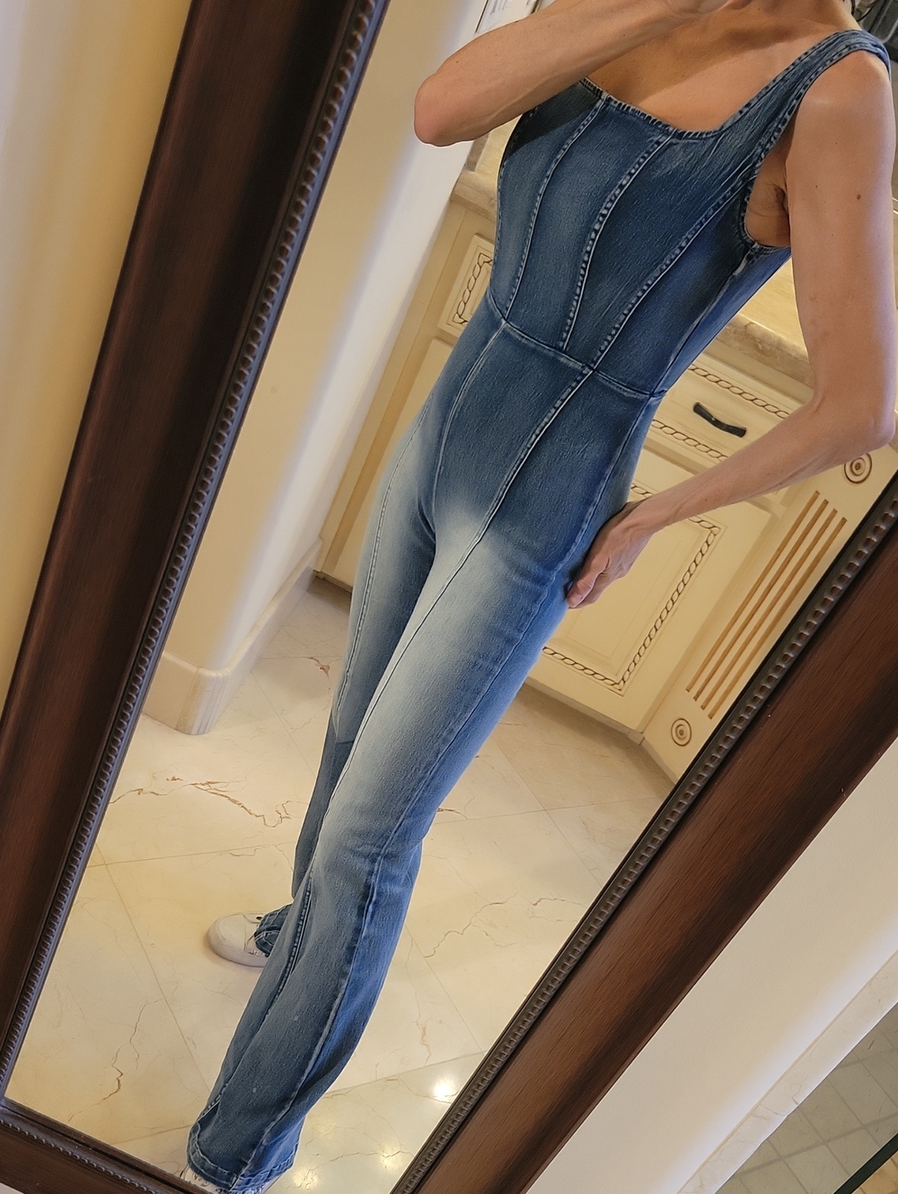 Fashion Nova Denim Jumpsuit Jeans - Blue Women's Flared Overalls, XS